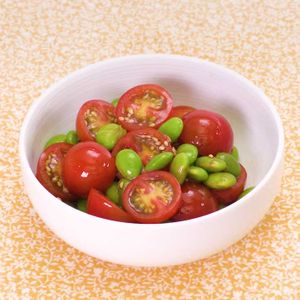 「枝豆とミニトマトのさっぱり胡麻和え」のレシピ動画