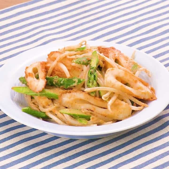 ちくわとアスパラのコチュマヨあえ