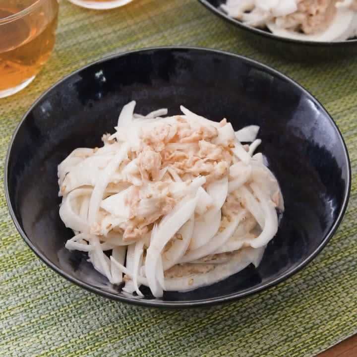 新玉ねぎとツナマヨのごま和え