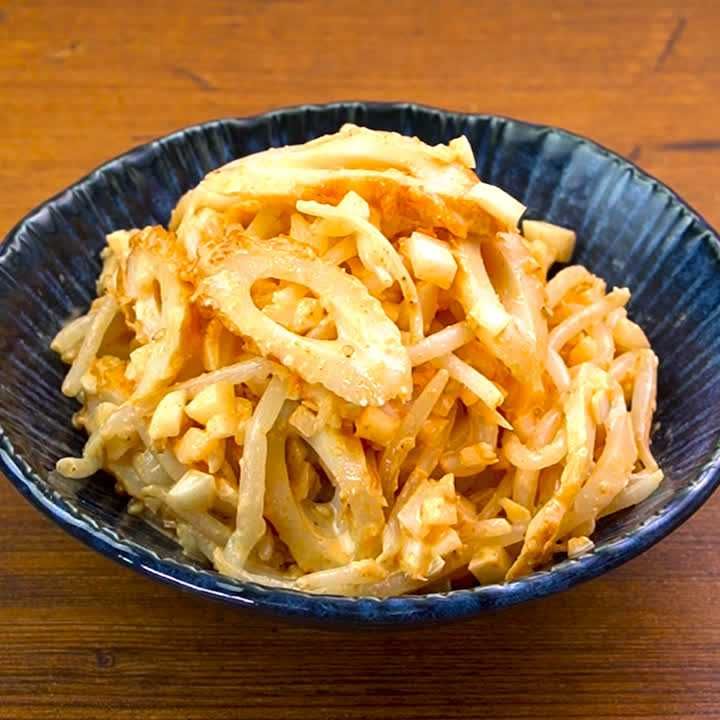もやしと玉ねぎのコチュマヨあえ