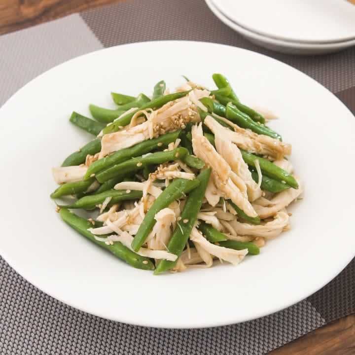 いんげんとサラダチキンの中華和え