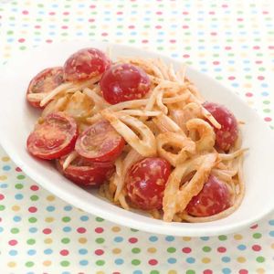 「ちくわとミニトマトのコチュマヨあえ」のレシピ動画