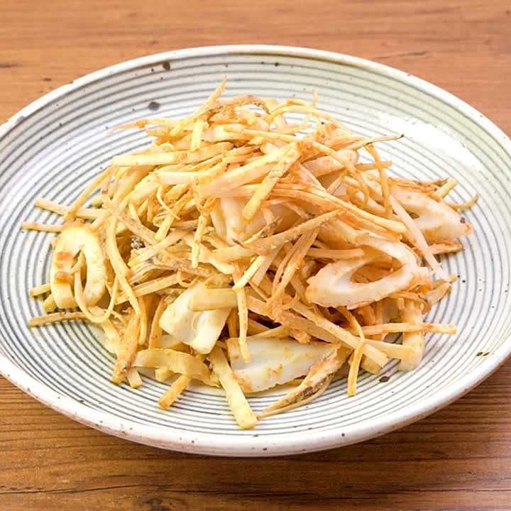ちくわとごぼうのコチュマヨあえ
