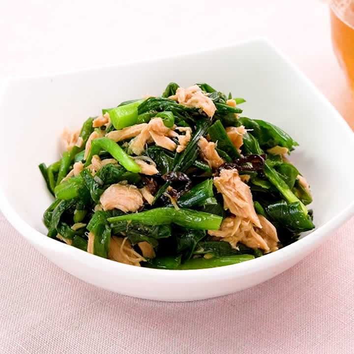 ニラとツナの塩昆布和え