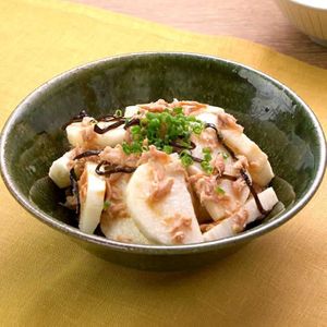 「長芋とツナの塩昆布和え」のレシピ動画