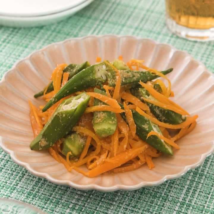 にんじんとオクラのごま酢あえ
