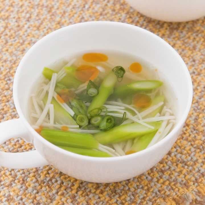 アスパラとえのきの中華スープ