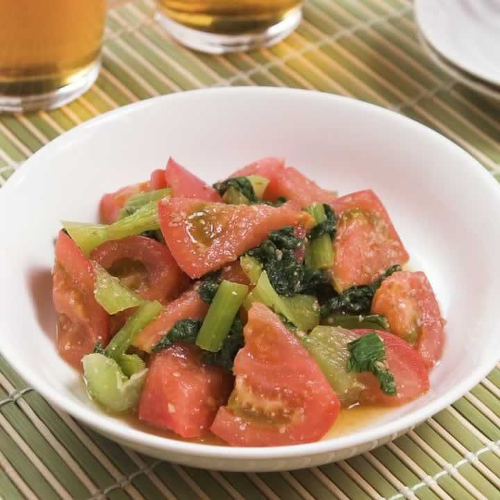 トマトとチンゲン菜のごま酢あえ