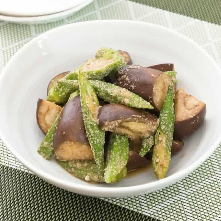 なすとオクラのごま酢あえ