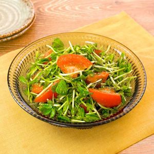 「トマトと豆苗のごま酢あえ」のレシピ動画
