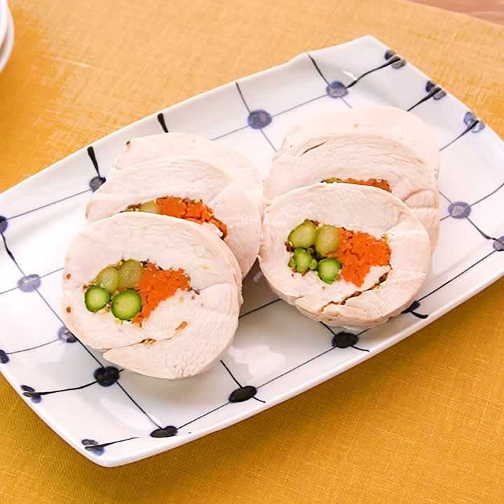 アスパラとにんじんの鶏むねロール
