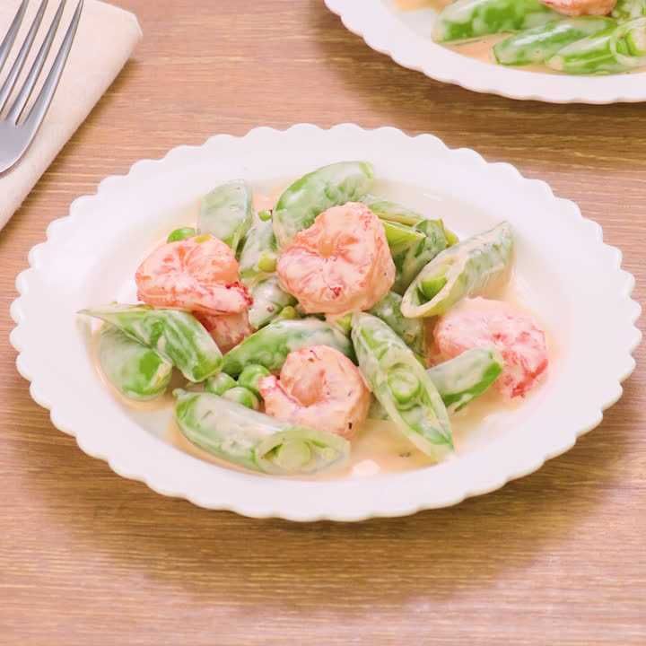 スナップエンドウのケチャマヨ和え