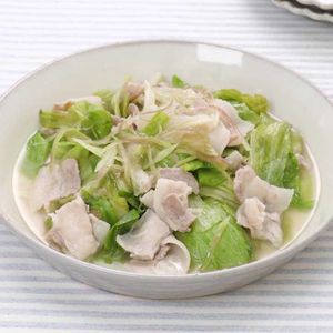 「豚バラとレタスのさっと煮」のレシピ動画