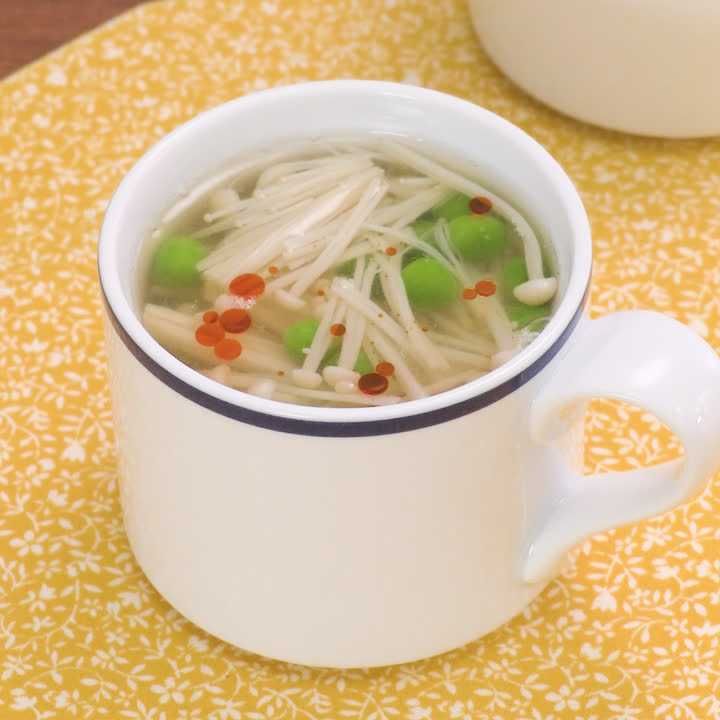 グリーンピースとえのきの中華スープ