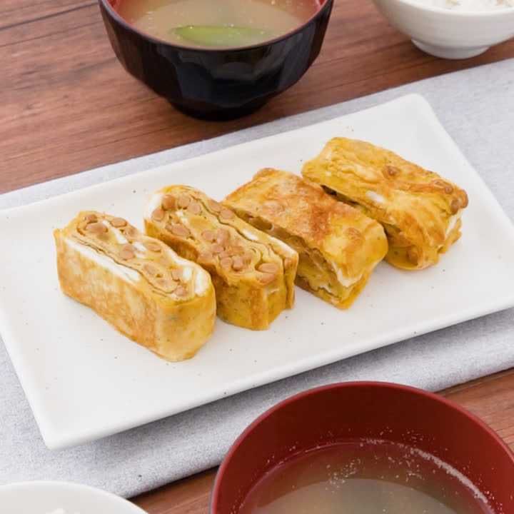 青のり風味の納豆卵焼き