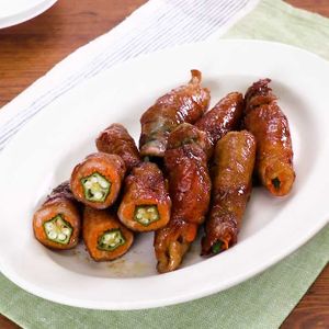 「オクラの甘辛肉巻き」のレシピ動画