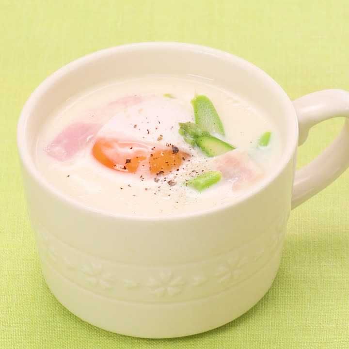 アスパラのカルボナーラ風スープ