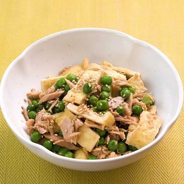 油揚げとグリーンピースのツナあえ