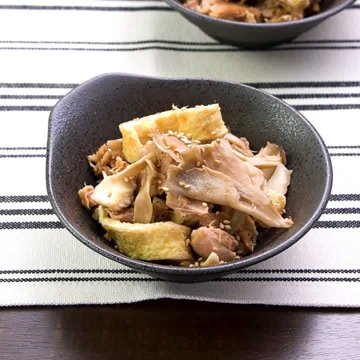 油揚げとまいたけの旨味あえ