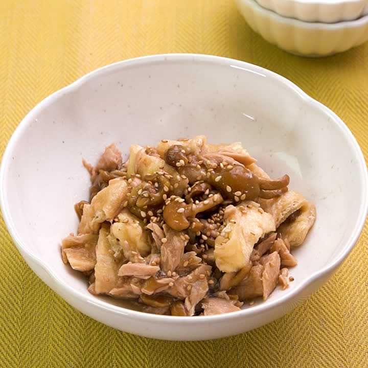 油揚げとなめこのツナあえ