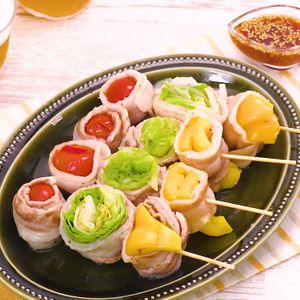 「3色野菜巻き串」のレシピ動画