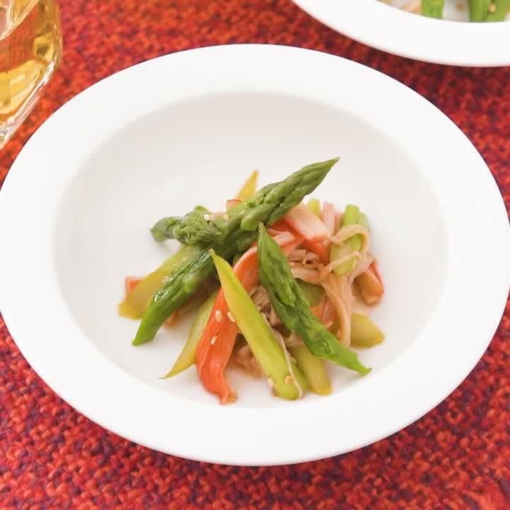 アスパラとかにかまぼこの中華あえ