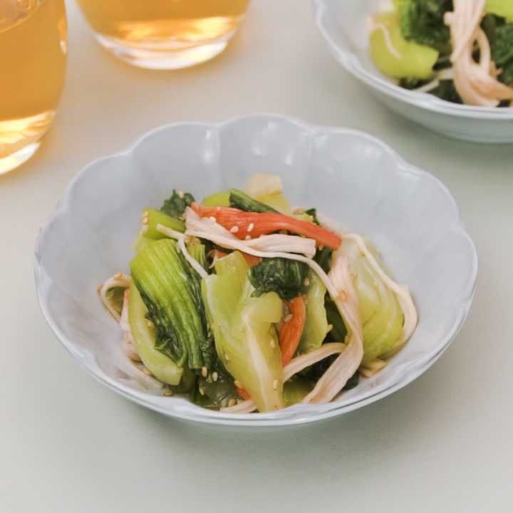 チンゲン菜とかにかまぼこの中華あえ
