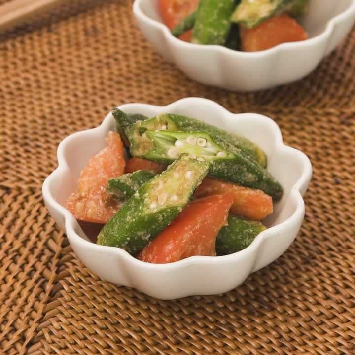 オクラとトマトのごまポン酢あえ