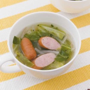「もやしとキャベツのコンソメスープ」のレシピ動画