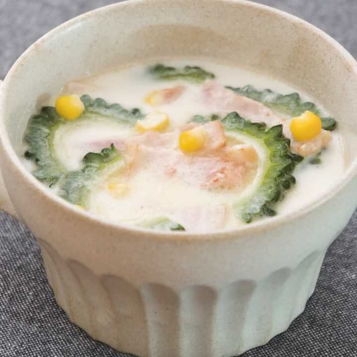 ゴーヤーとベーコンのミルクスープ
