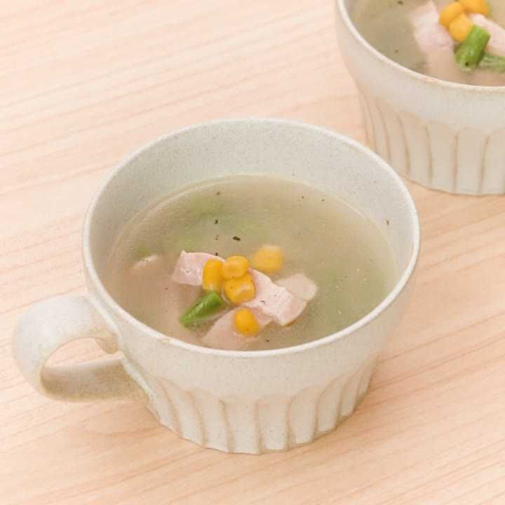 いんげんとコーンの塩バタースープ