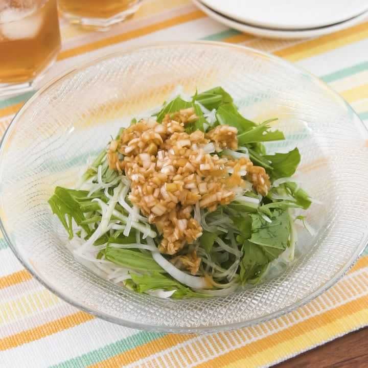 大根と水菜のねぎポン酢サラダ