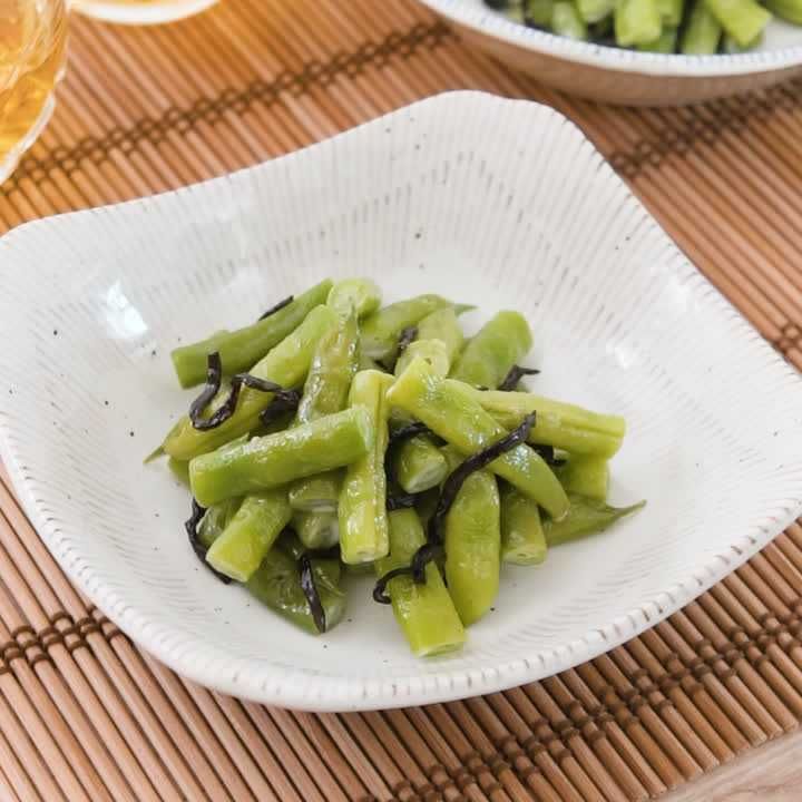 いんげんの塩昆布マヨあえ
