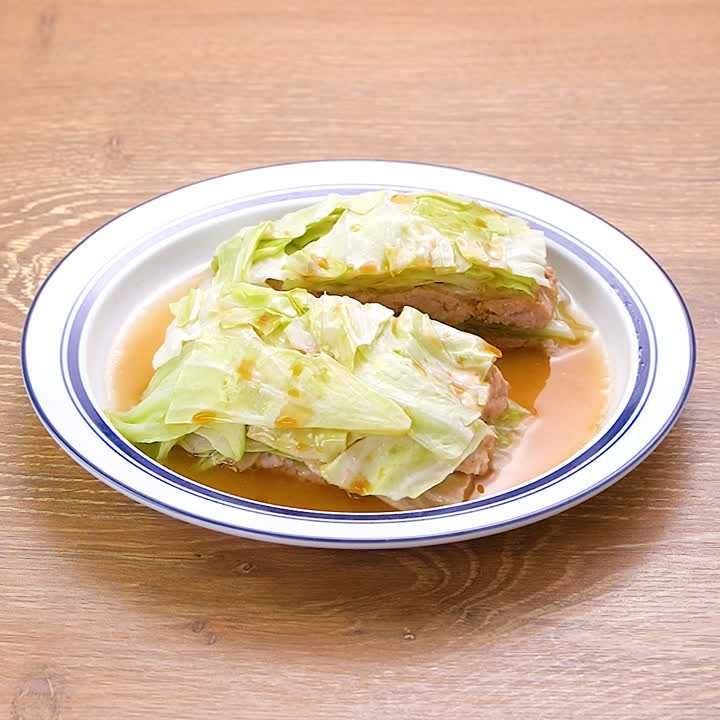 鶏ひき肉の重ねレンジ蒸し