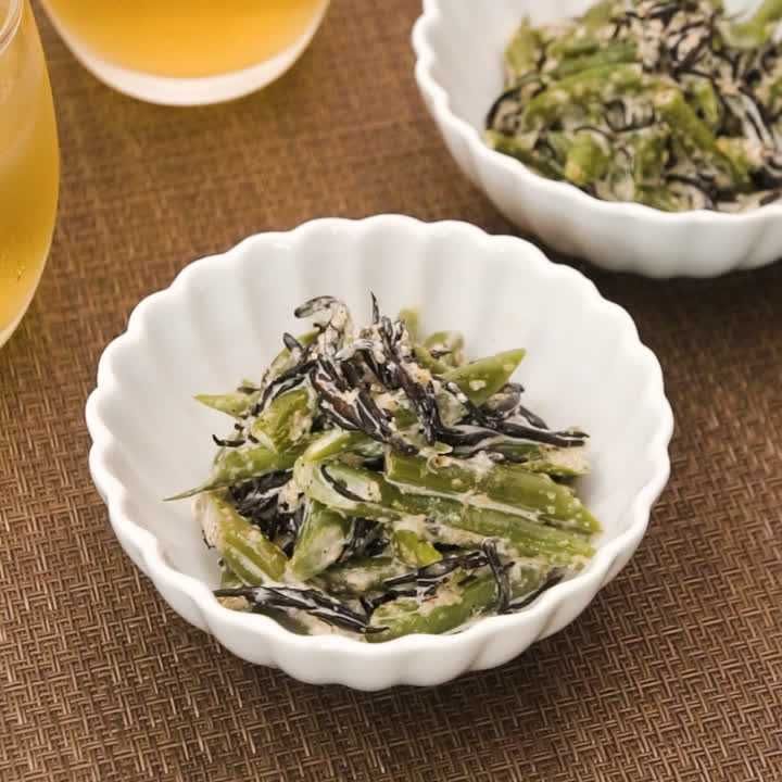 いんげんとひじきのごまマヨあえ