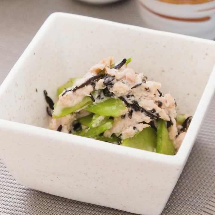 絹さやとひじきのツナマヨあえ