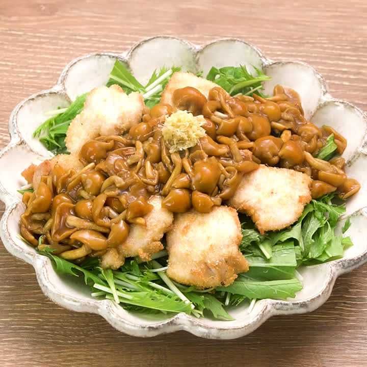 鶏むね唐揚げのなめこあんかけ