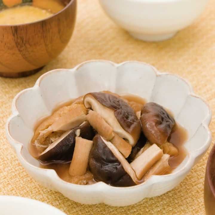 しいたけと油揚げの含め煮
