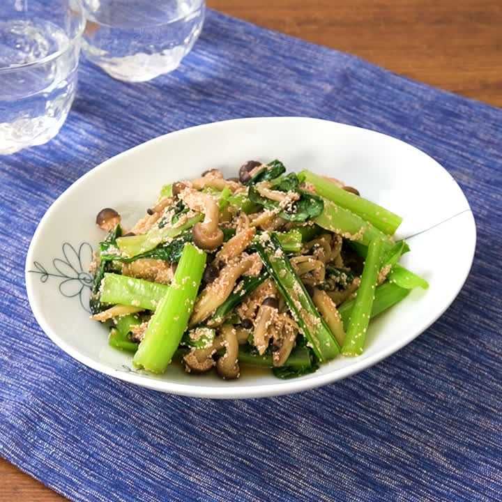 小松菜としめじのたらこバター炒め