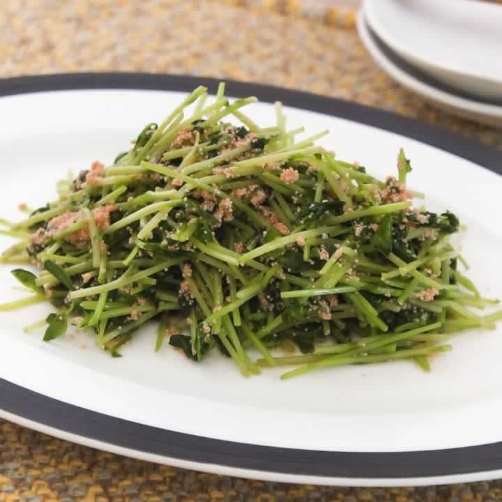 豆苗のたらこバター炒め