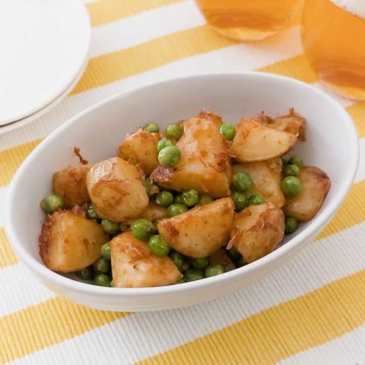 新じゃがとグリーンピースのおかかバター