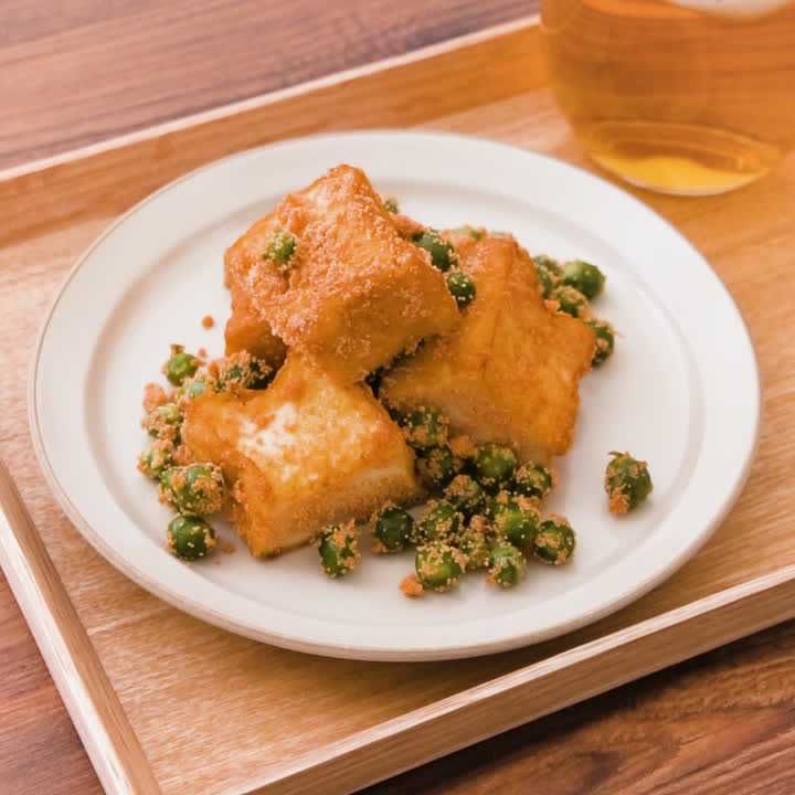 厚揚げとグリーンピースのたらこバター炒め