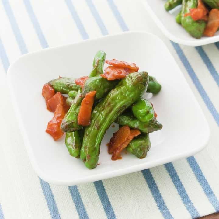 ししとうとベーコンのケチャップ炒め