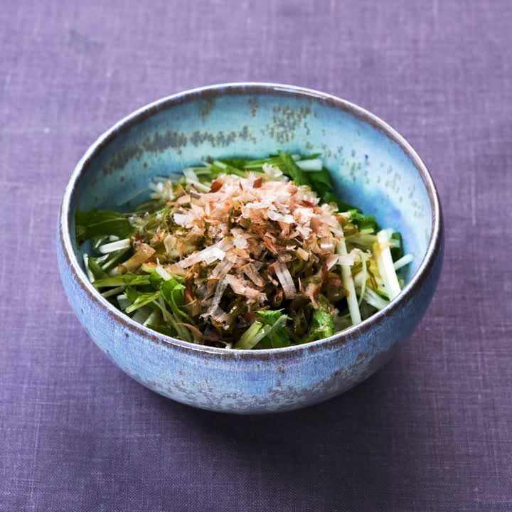 水菜とめかぶのサラダ