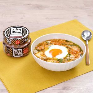 巣ごもり卵のキムチスープごはん