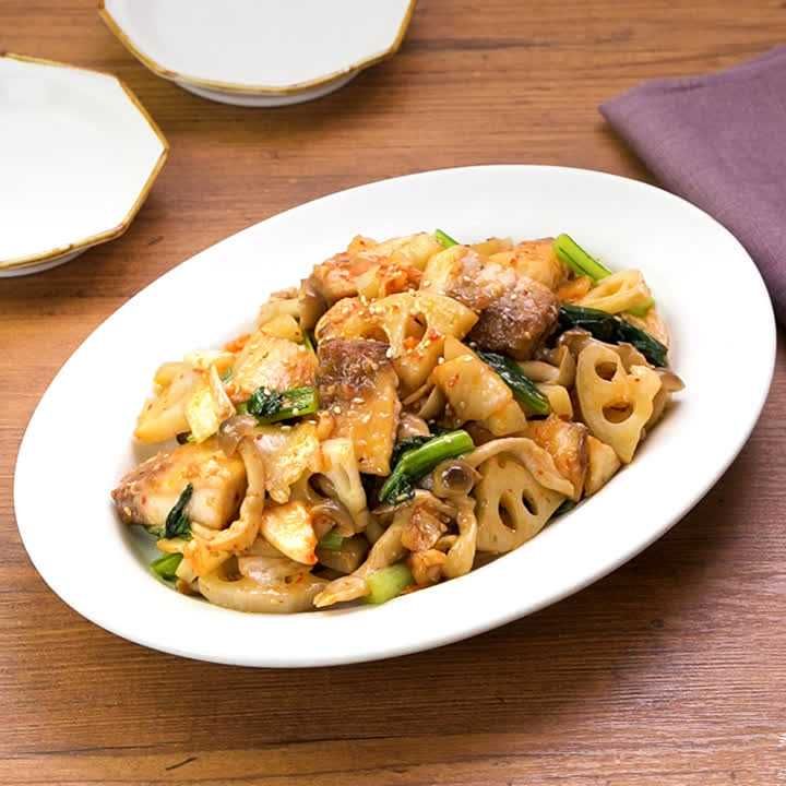 メカジキとれんこんのキムチ炒め