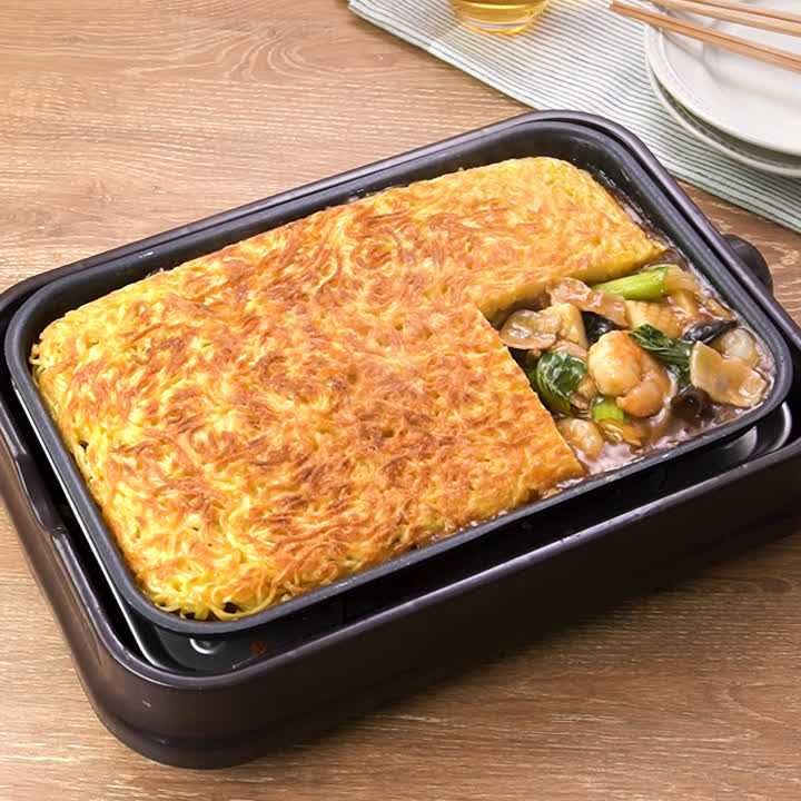ホットプレートであんかけかた焼きそば