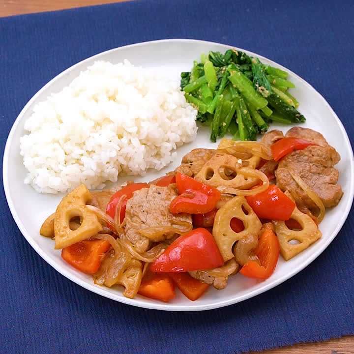 豚ヒレ肉の甘酢照り焼きプレート