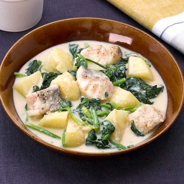 タラとほうれん草の豆乳みそクリーム煮