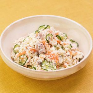 「サバ缶のおからポテトサラダ風」のレシピ動画